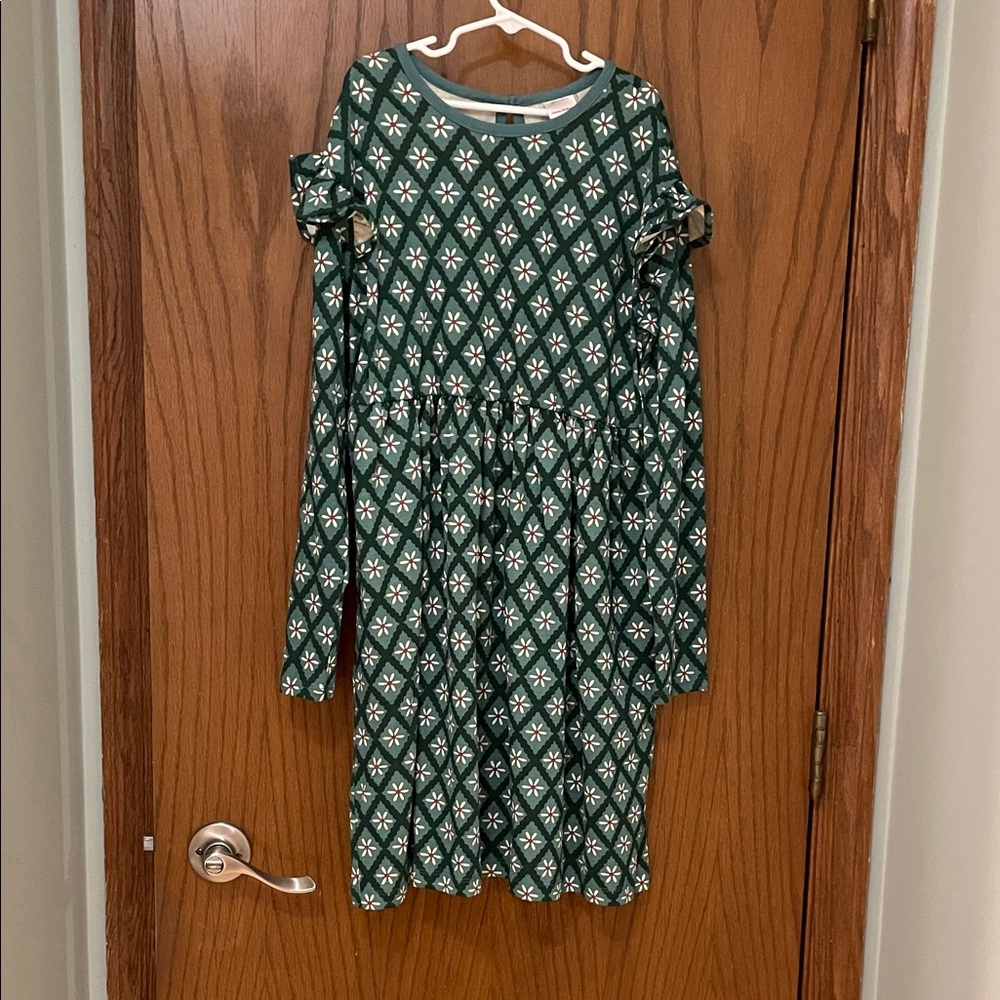Hanna Andersson NWOT Green, Red & White printed dress holiday Christmas 🎄